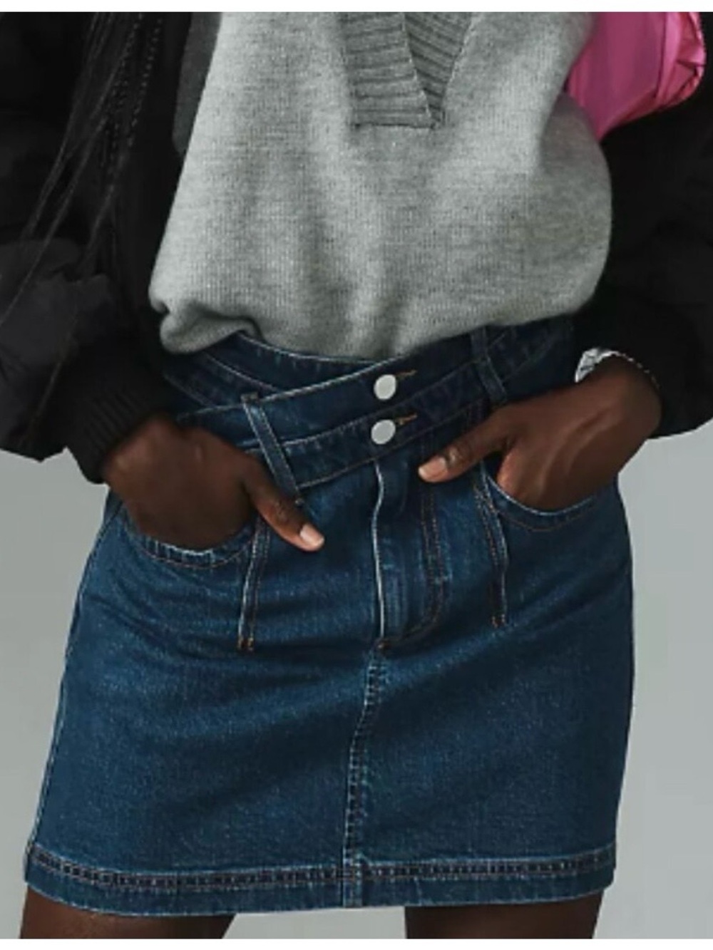 Anthropologie Pilcro denim mini skirt crossover waist size 16W